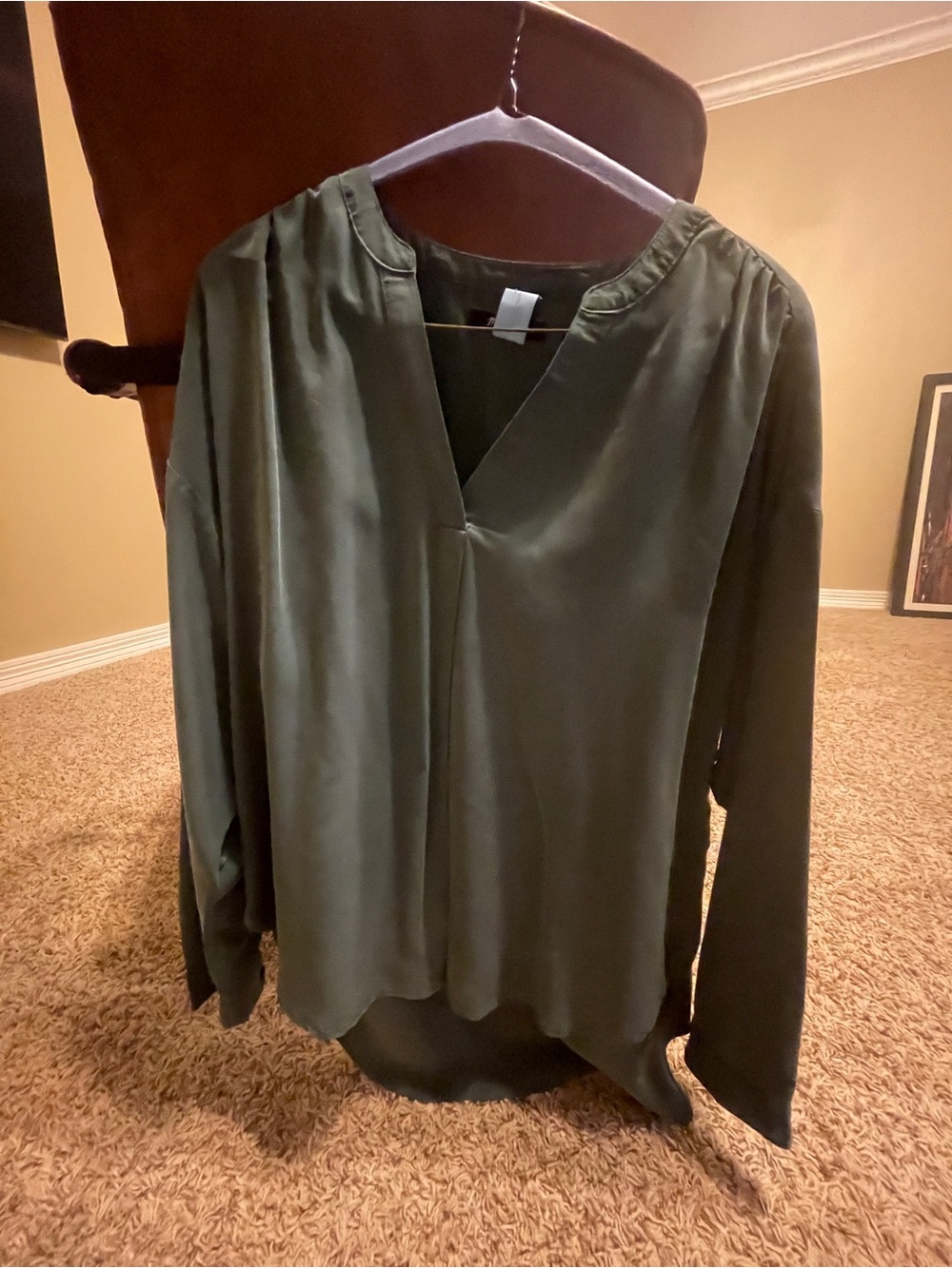 Madewell Olive Green V-Neck Long-Sleeve Women's Top